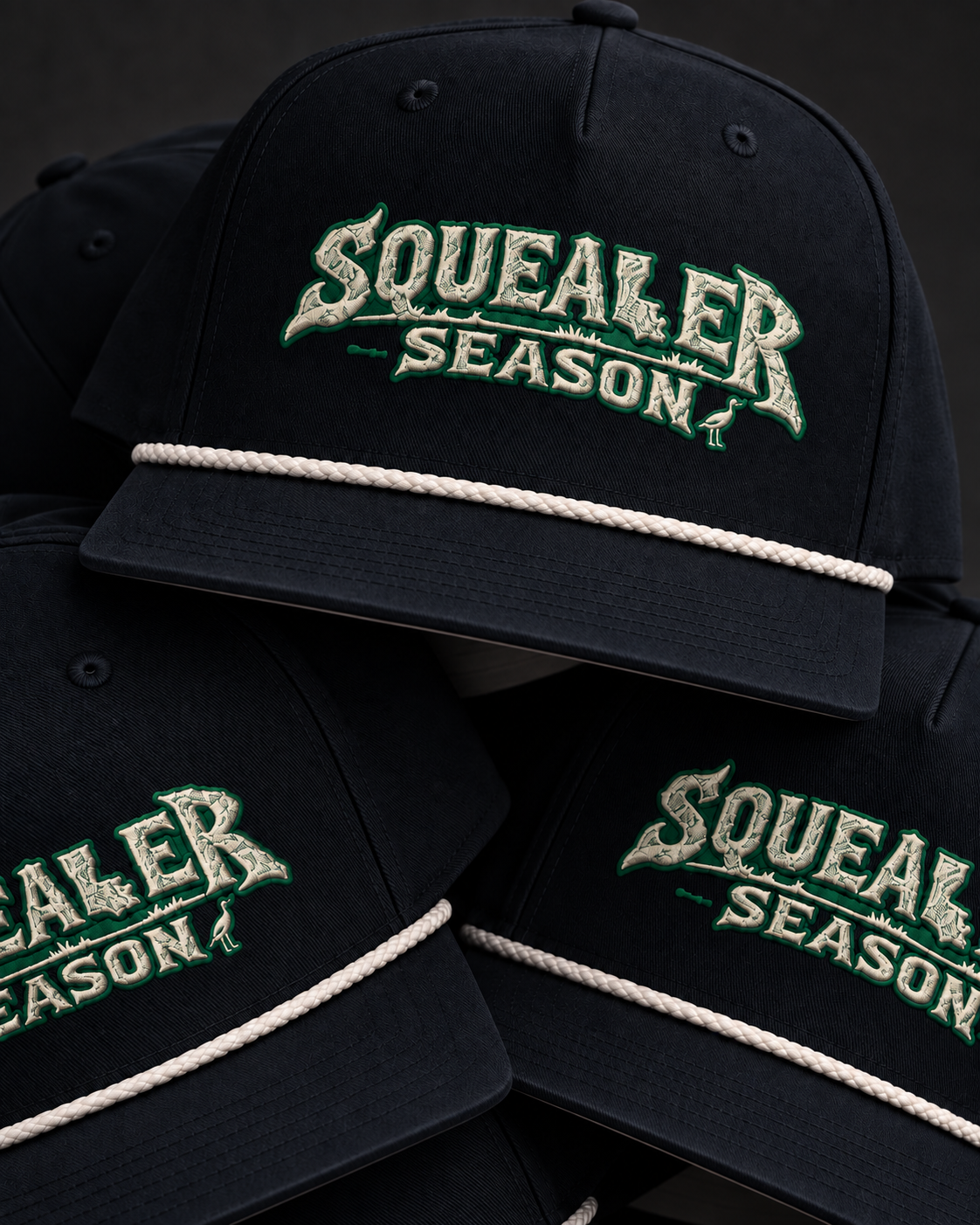 Squealer Season Snapback Rope Cap, product mockup 2
